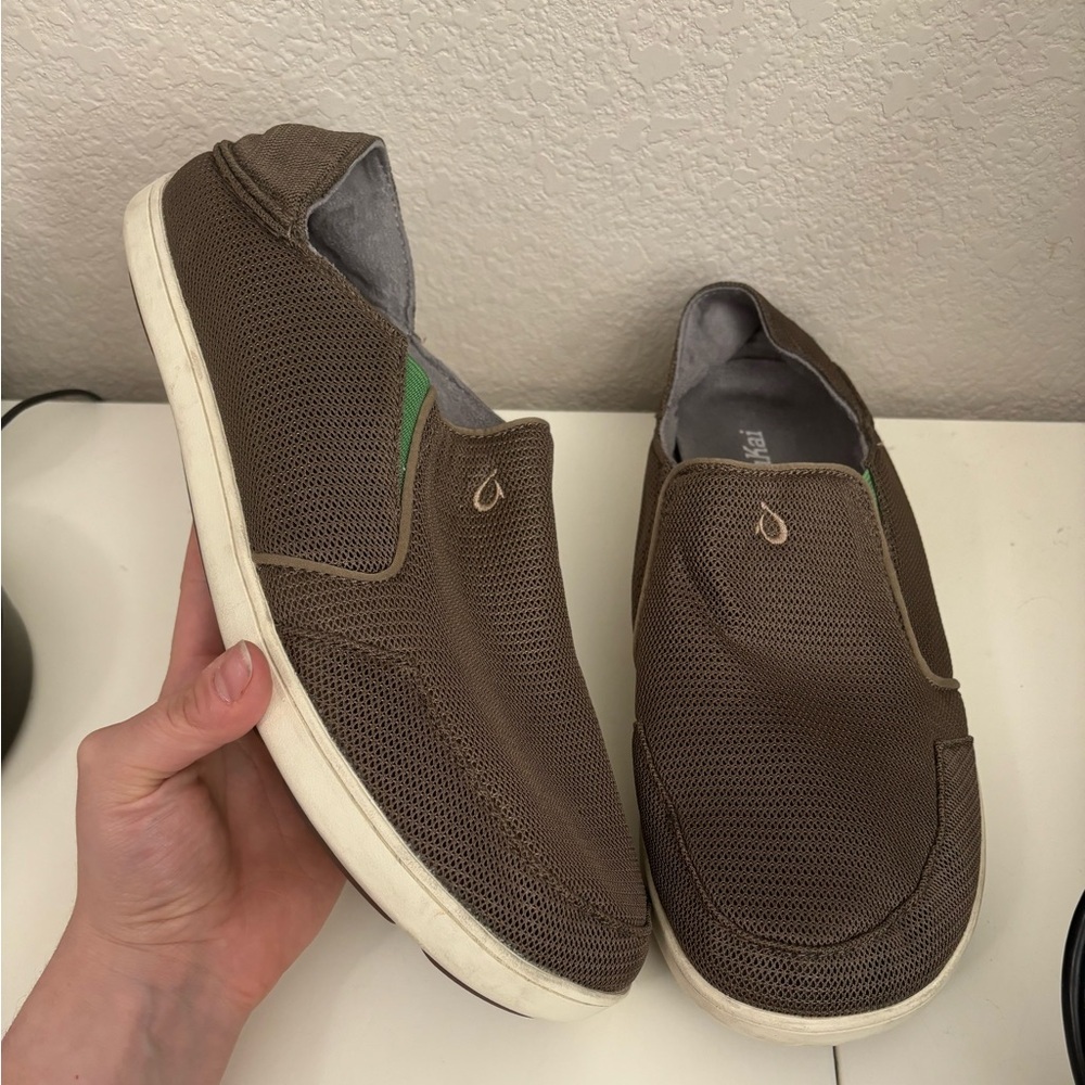 OluKai | Nohea Mesh Men's Slip On Mustang/Lime‎ Peel  Sz 12